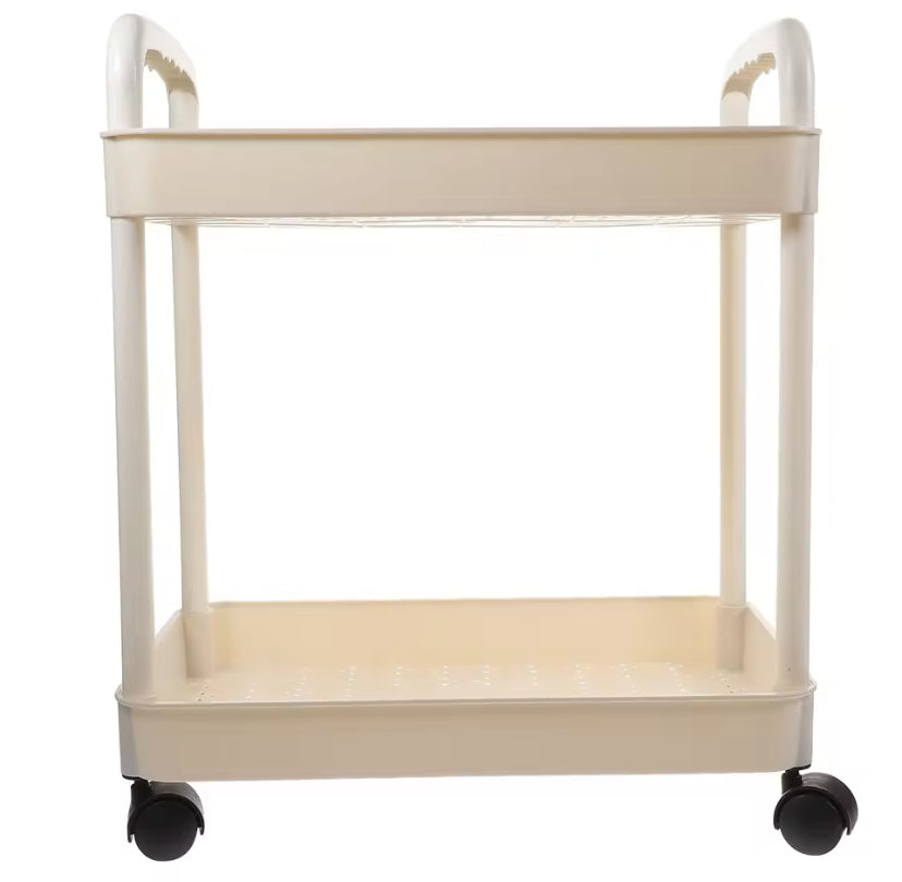 Multifunctional Two Tier Rolling Cart With Wheels, Kitchen Trolley Storage Rack, Movable Bathroom Utility Cart Multifunctional Two Tier Rolling Cart With Wheels, Kitchen Trolley Storage Rack, Movable Bathroom Utility Cart